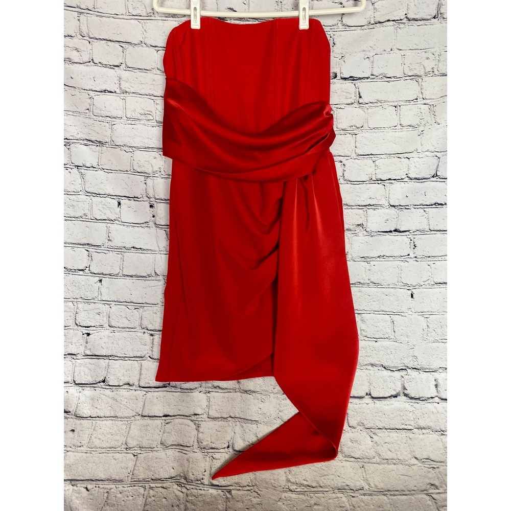 Luxxel Large Evening Formal Dress Red Summer Christmas Wedding Draped Smocked
